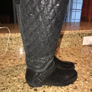 Ladies Black Sparkly Sperry Rainboots